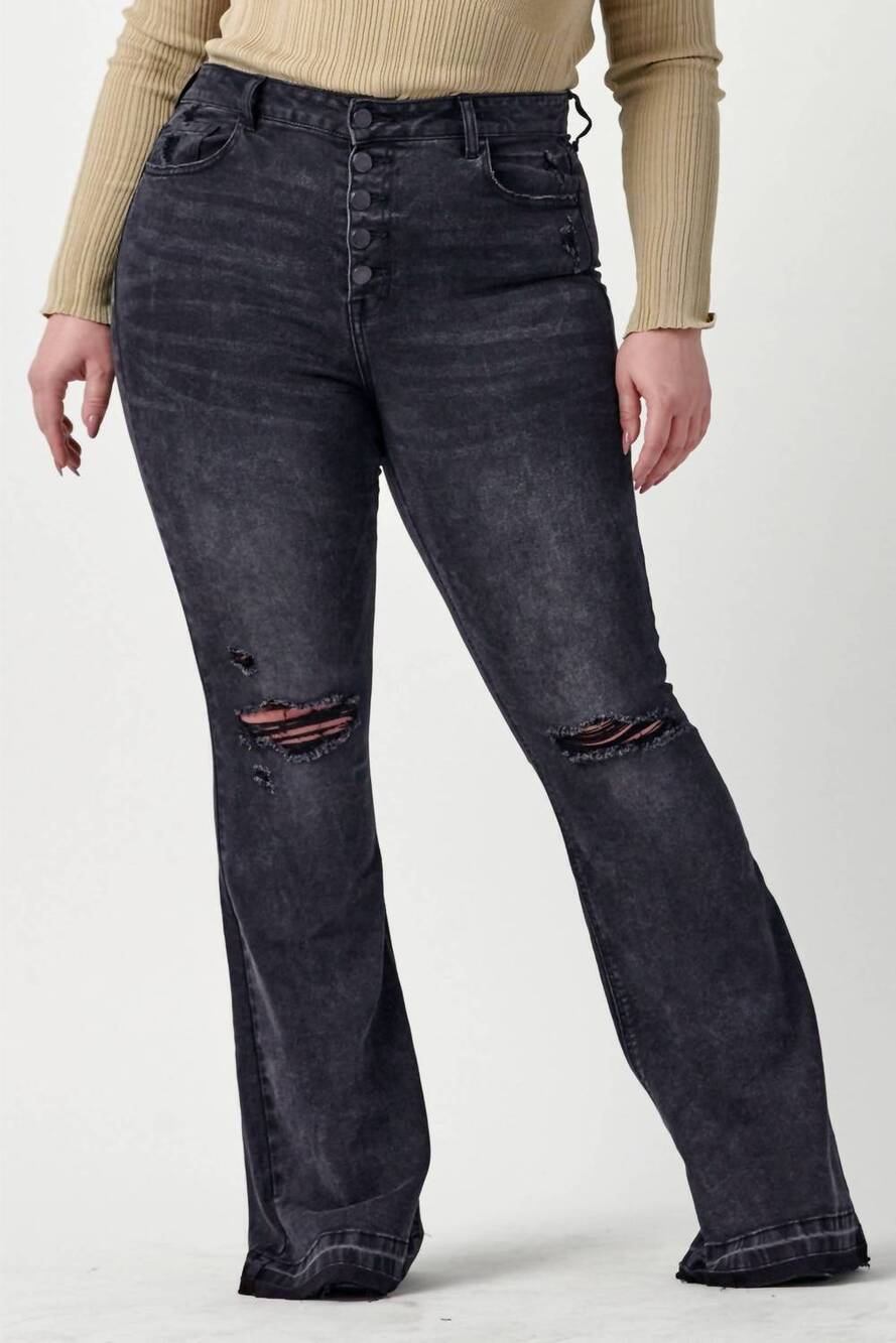 NEW CELLO high rise distressed jeans in black